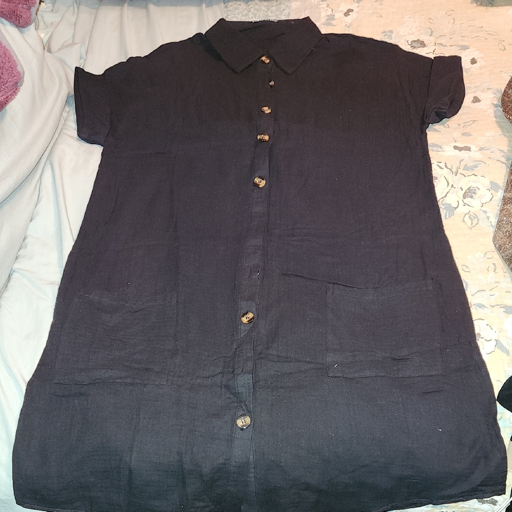 Women's Black Button Up Dress